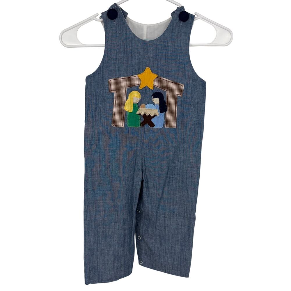 Honesty Vintage Kids Nativity Manger Scene Cotton Overalls Size 24 Months